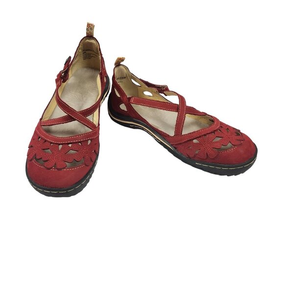 Jambu Blossom Encore Mary Jane Flats 8M Red Vegan Leather Rubber Sole Womens - Picture 1 of 9